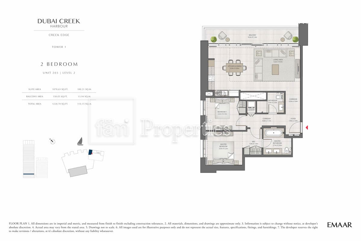 Creek Edge Tower 1, 2-Bed Floor Plan, type: 2 Bedroom
