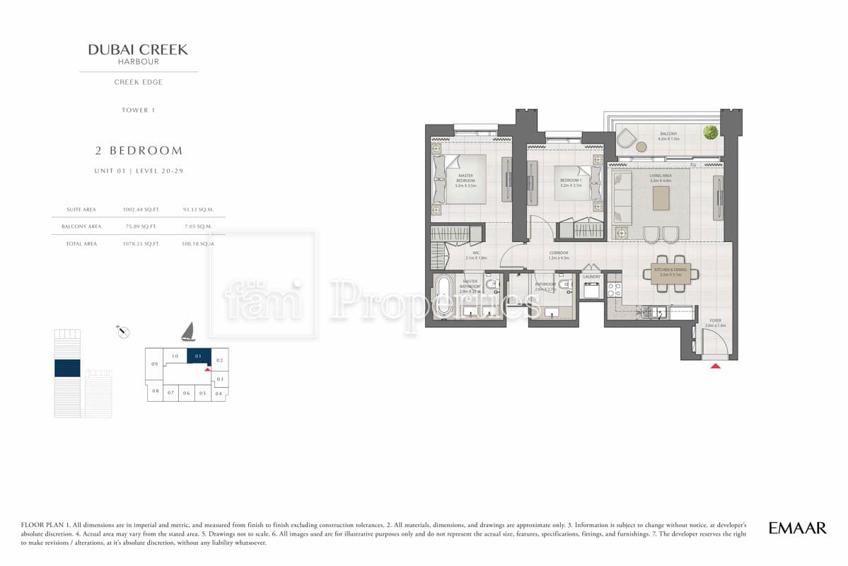 Creek Edge Tower 1, 2-Bed Floor Plan, type: 2 Bedroom