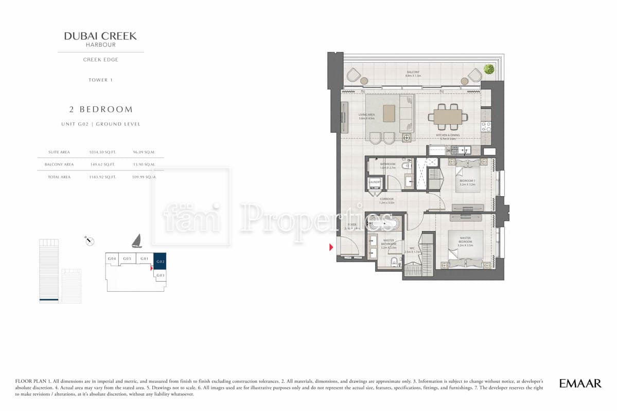Creek Edge Tower 1, 2-Bed Floor Plan, type: 2 Bedroom
