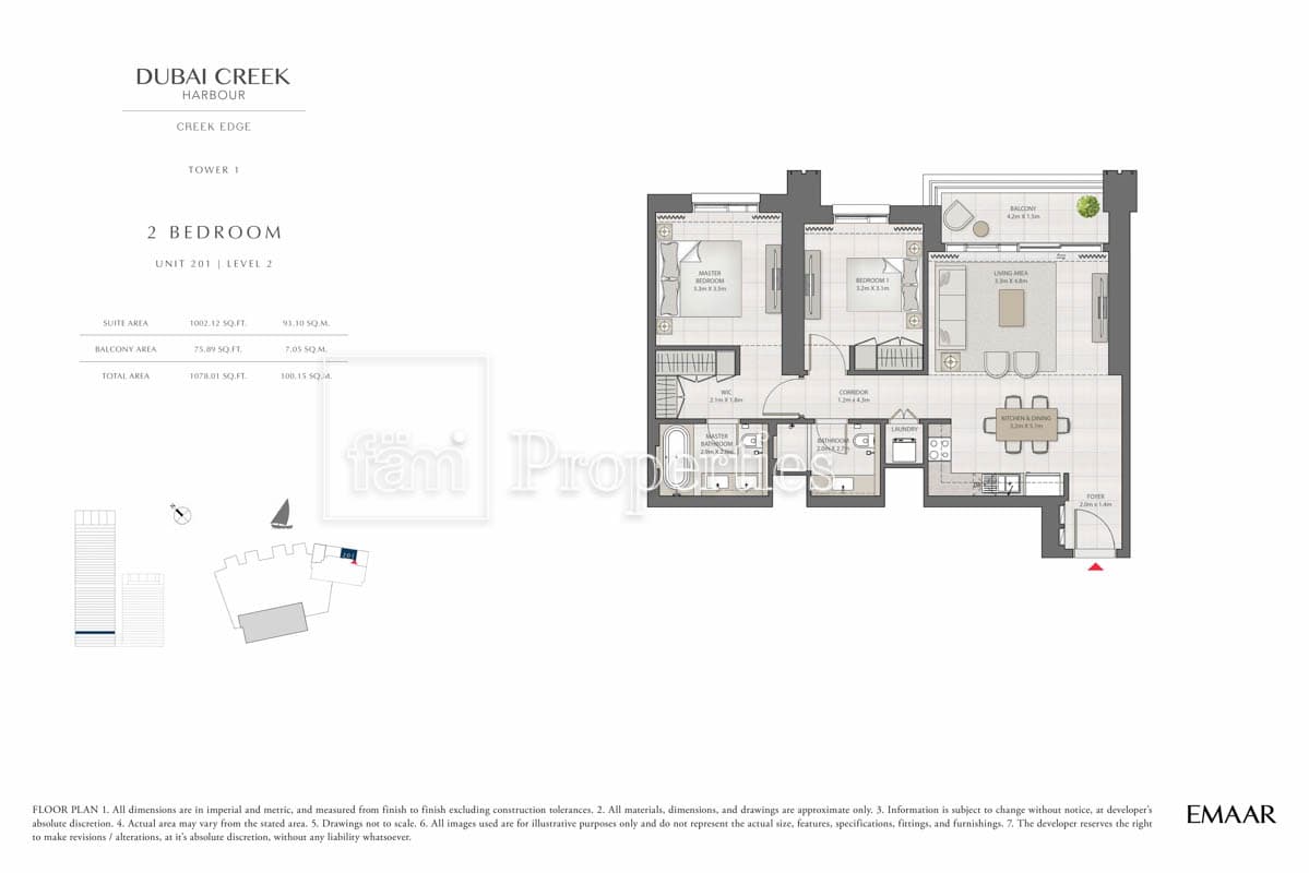 Creek Edge Tower 1, 2-Bed Floor Plan, type: 2 Bedroom