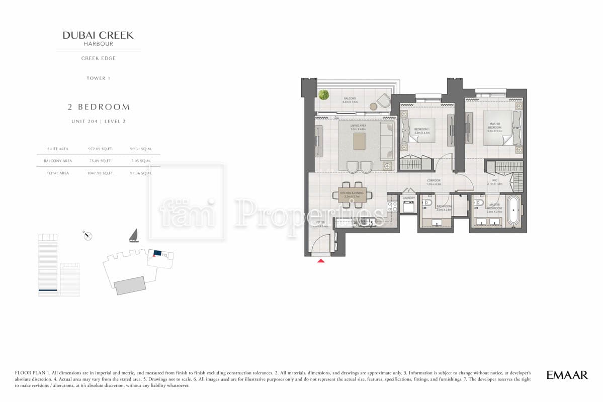 Creek Edge Tower 1, 2-Bed Floor Plan, type: 2 Bedroom
