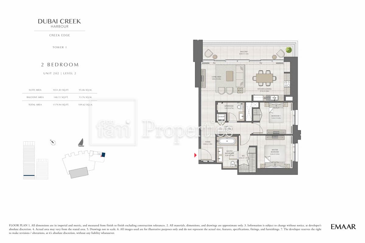 Creek Edge Tower 1, 2-Bed Floor Plan, type: 2 Bedroom