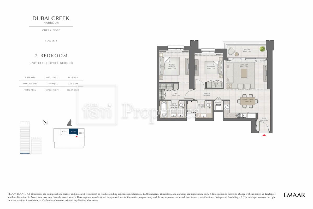 Creek Edge Tower 1, 2-Bed Floor Plan, type: 2 Bedroom