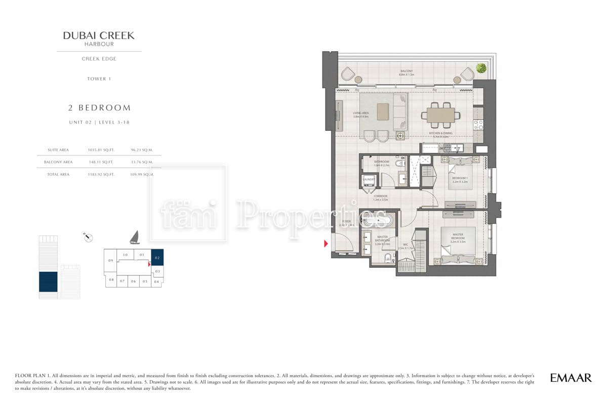 Creek Edge Tower 1, 2-Bed Floor Plan, type: 2 Bedroom