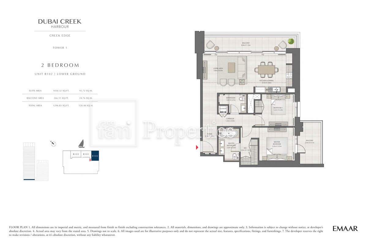 Creek Edge Tower 1, 2-Bed Floor Plan, type: 2 Bedroom