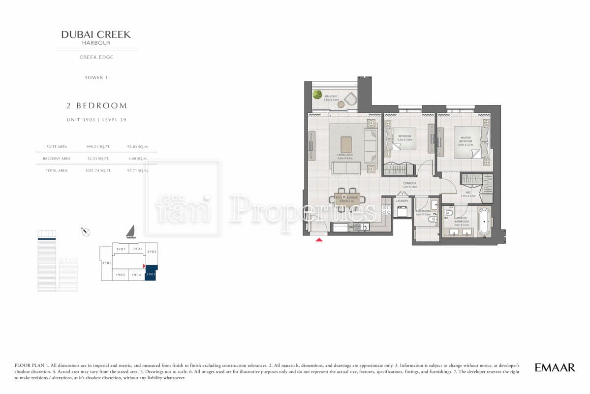 Creek Edge Tower 1, 2-Bed Floor Plan, type: 2 Bedroom