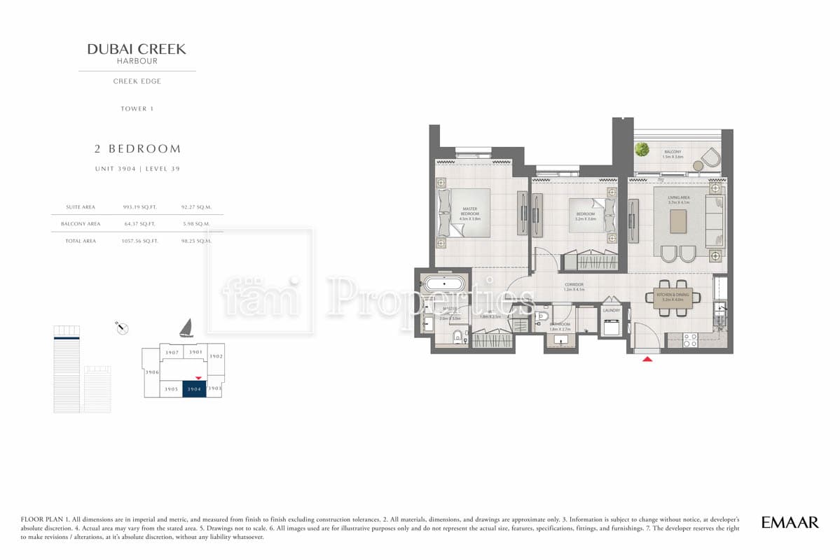 Creek Edge Tower 1, 2-Bed Floor Plan, type: 2 Bedroom