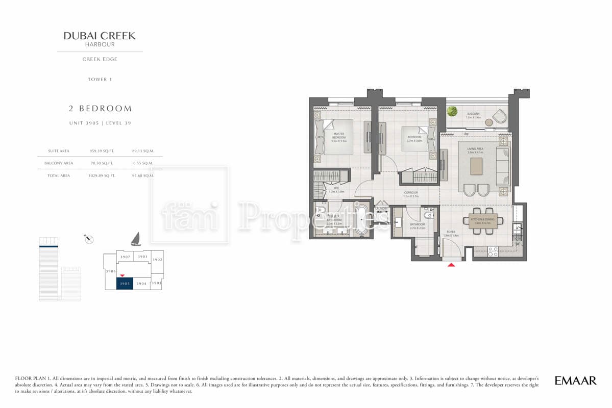 Creek Edge Tower 1, 2-Bed Floor Plan, type: 2 Bedroom