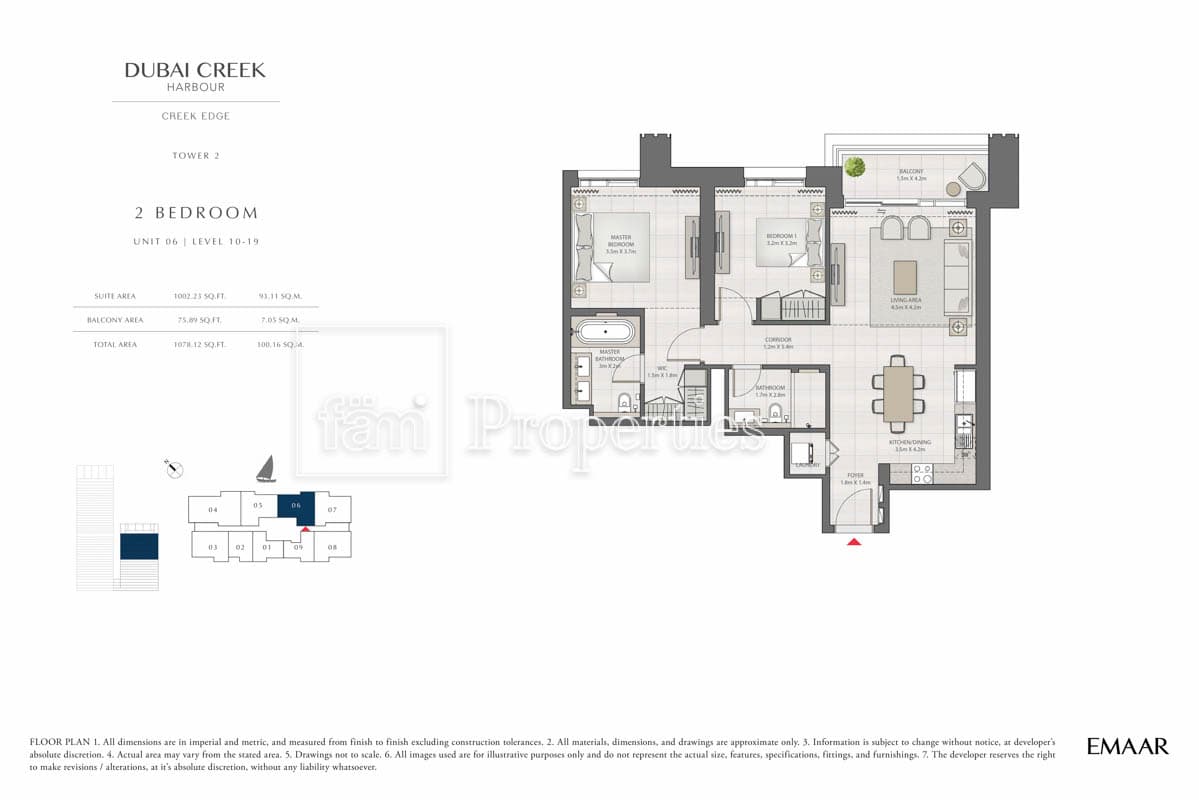 Creek Edge Tower 1, 2-Bed Floor Plan, type: 2 Bedroom