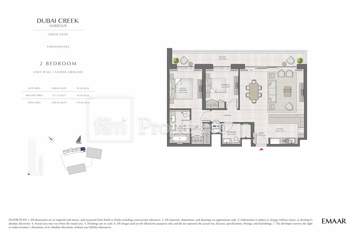 Creek Edge Tower 1, 2-Bed Floor Plan, type: 2 Bedroom