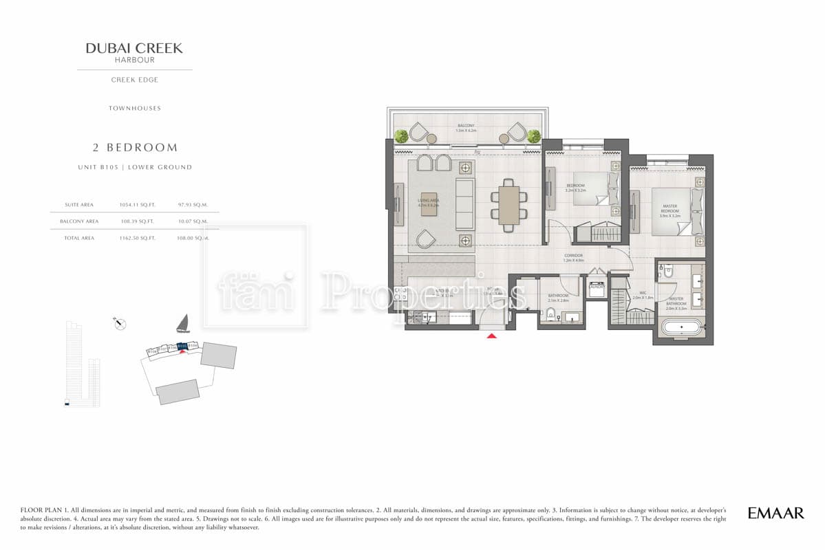 Creek Edge Tower 1, 2-Bed Floor Plan, type: 2 Bedroom