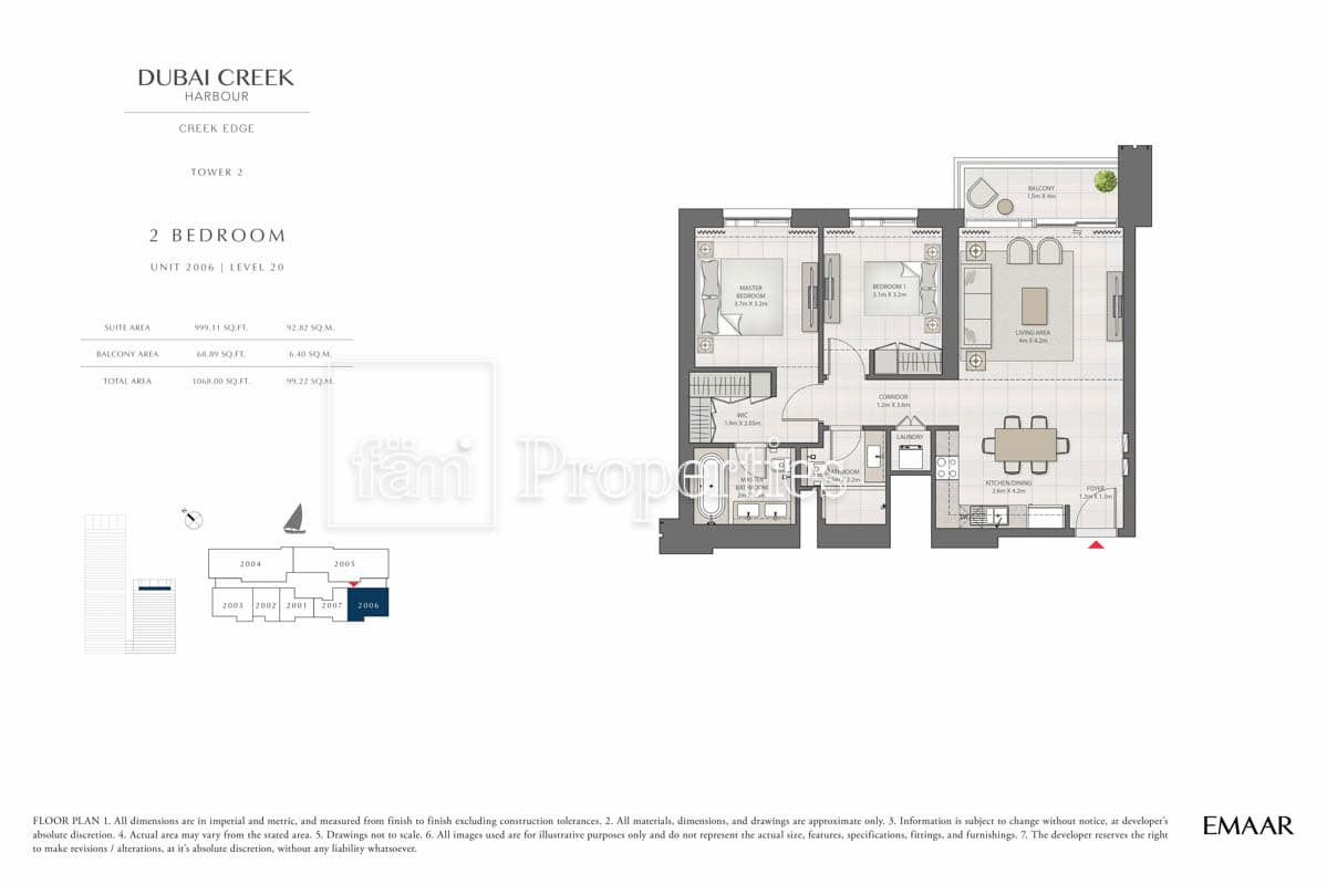 Creek Edge Tower 1, 2-Bed Floor Plan, type: 2 Bedroom
