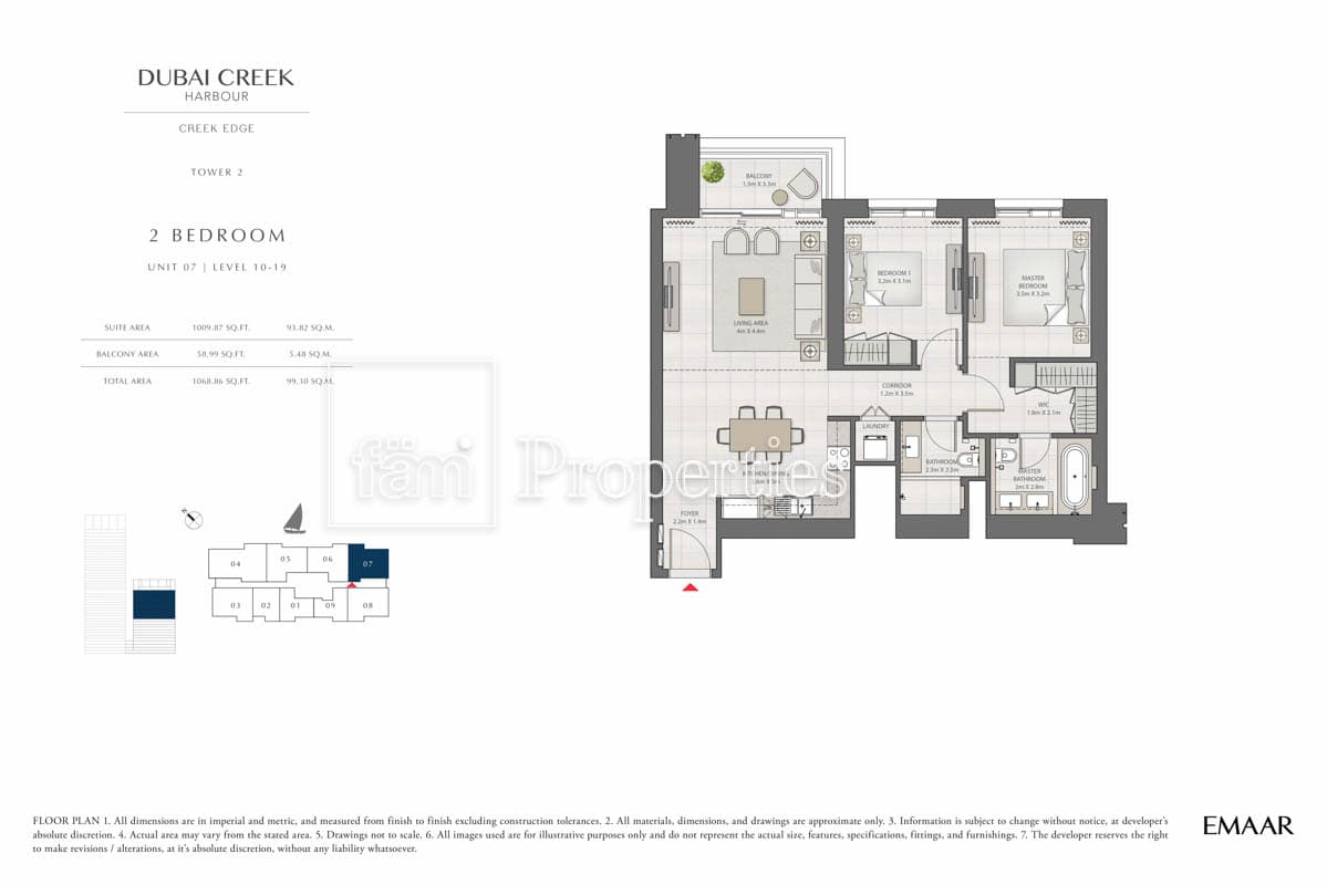 Creek Edge Tower 1, 2-Bed Floor Plan, type: 2 Bedroom
