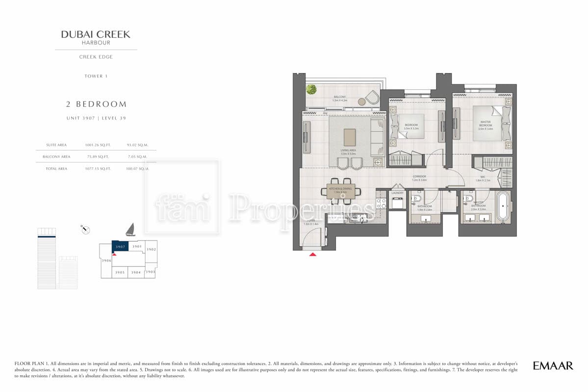 Creek Edge Tower 1, 2-Bed Floor Plan, type: 2 Bedroom
