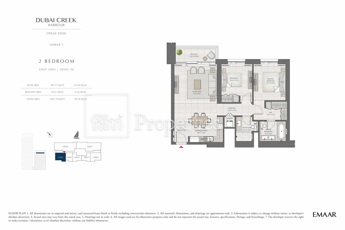 Creek Edge Tower 1, 2-Bed Floor Plan, type: 2 Bedroom
