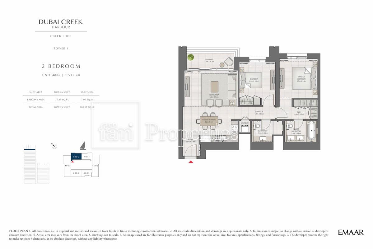 Creek Edge Tower 1, 2-Bed Floor Plan, type: 2 Bedroom