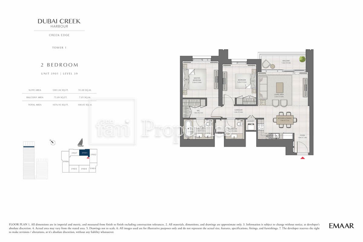Creek Edge Tower 1, 2-Bed Floor Plan, type: 2 Bedroom
