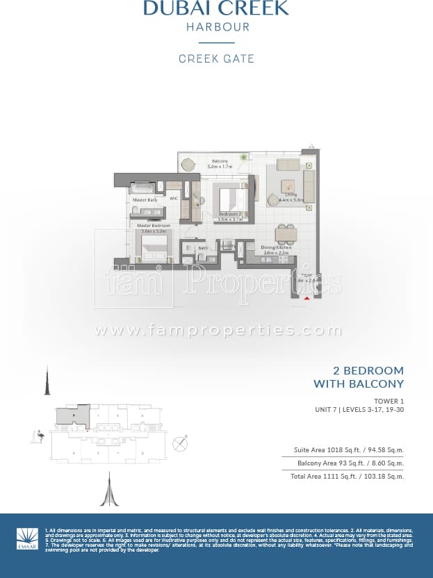 Creek Gate Tower 2, 2-Bed Floor Plan, type: 2 Bedroom