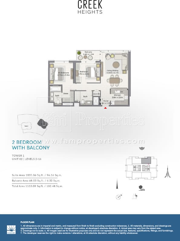 Creek Heights Apartments, 2-Bed Floor Plan, type: 2 Bedroom