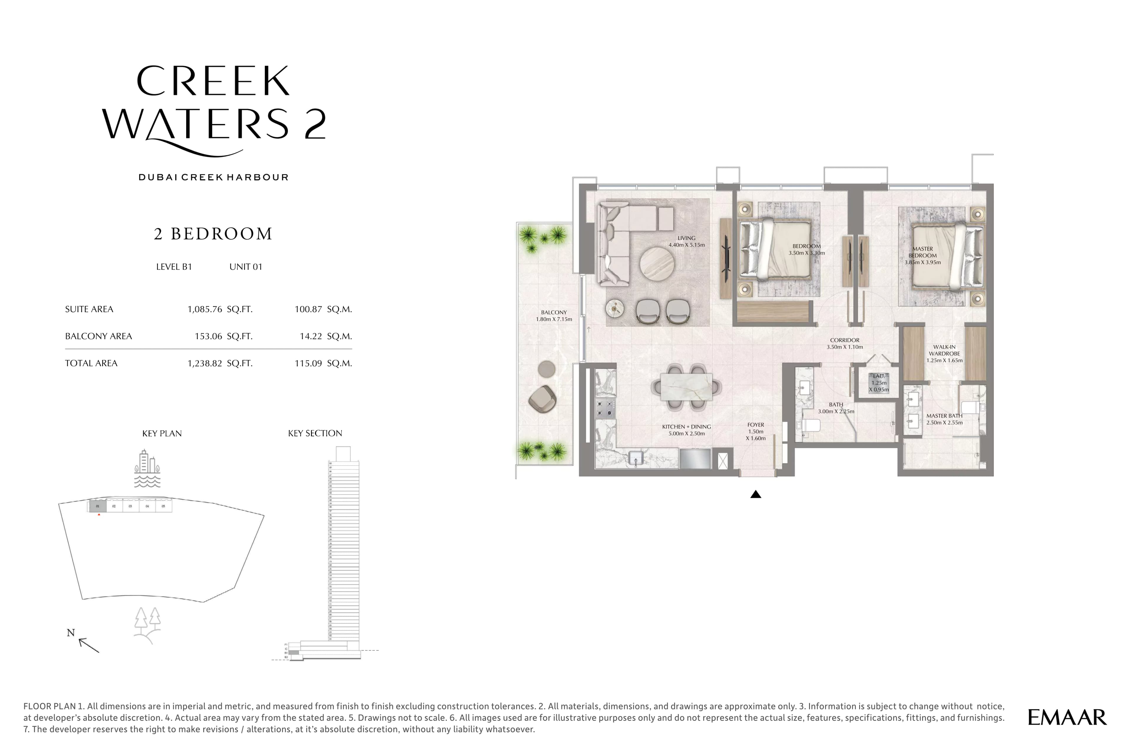 Creek Waters 2, 2-Bed Floor Plan, type: