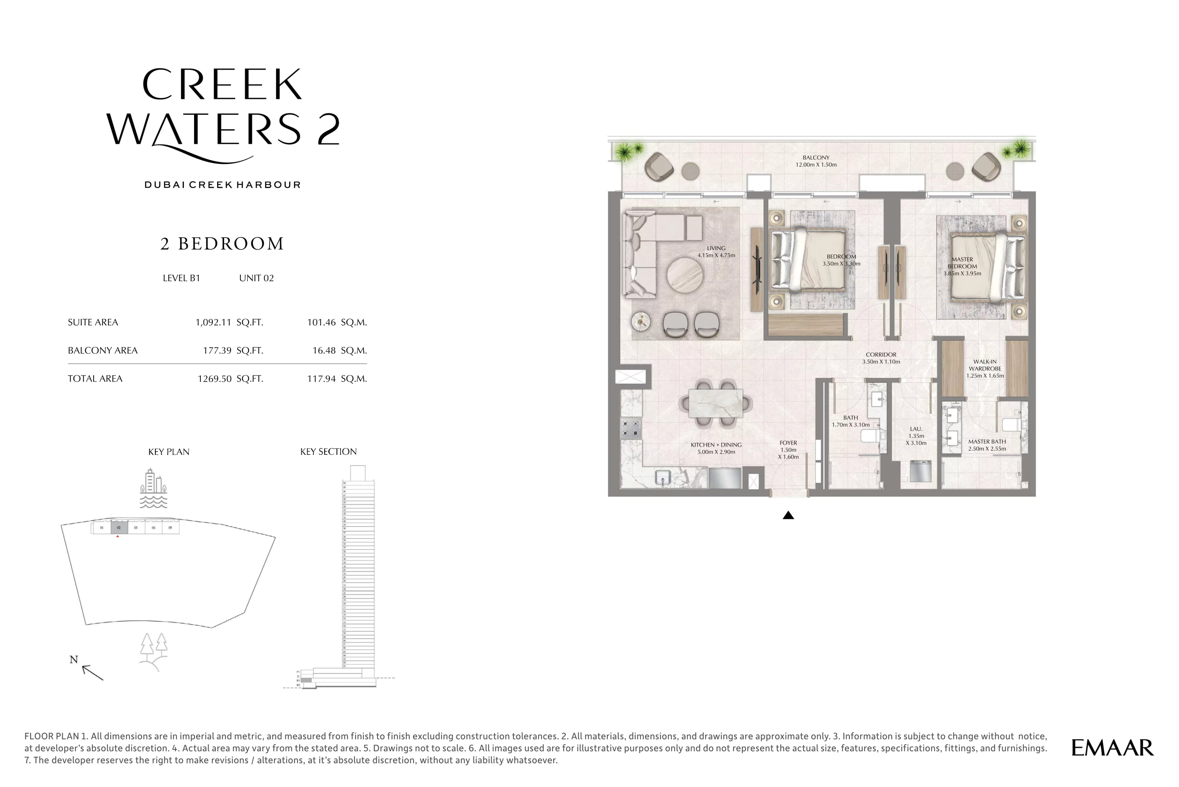 Creek Waters 2, 2-Bed Floor Plan, type:
