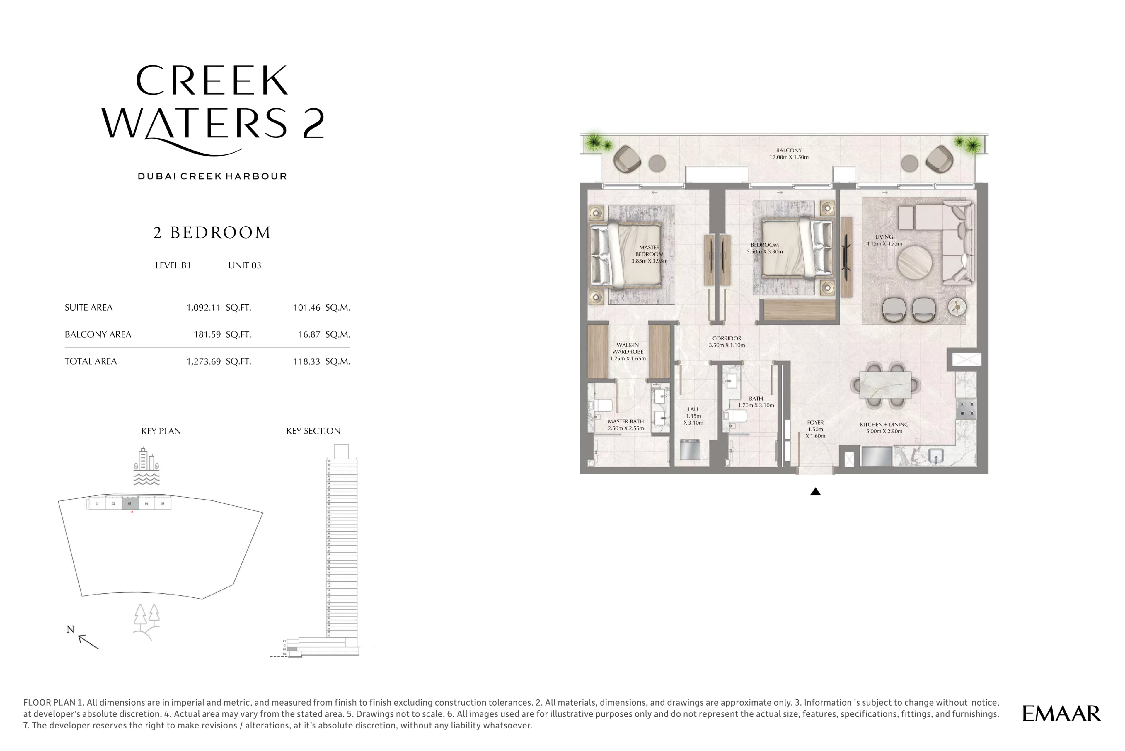 Creek Waters 2, 2-Bed Floor Plan, type: