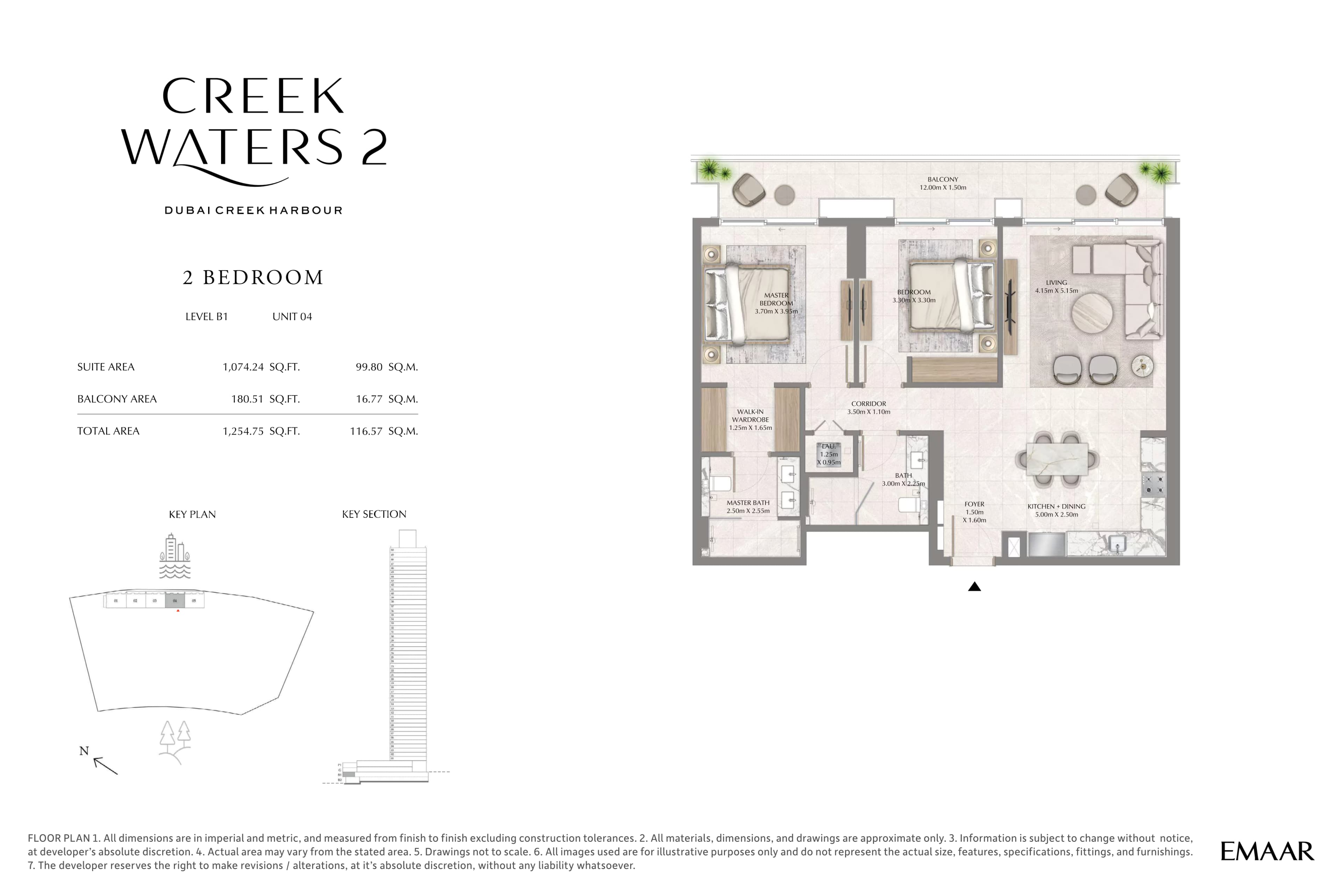 Creek Waters 2, 2-Bed Floor Plan, type: