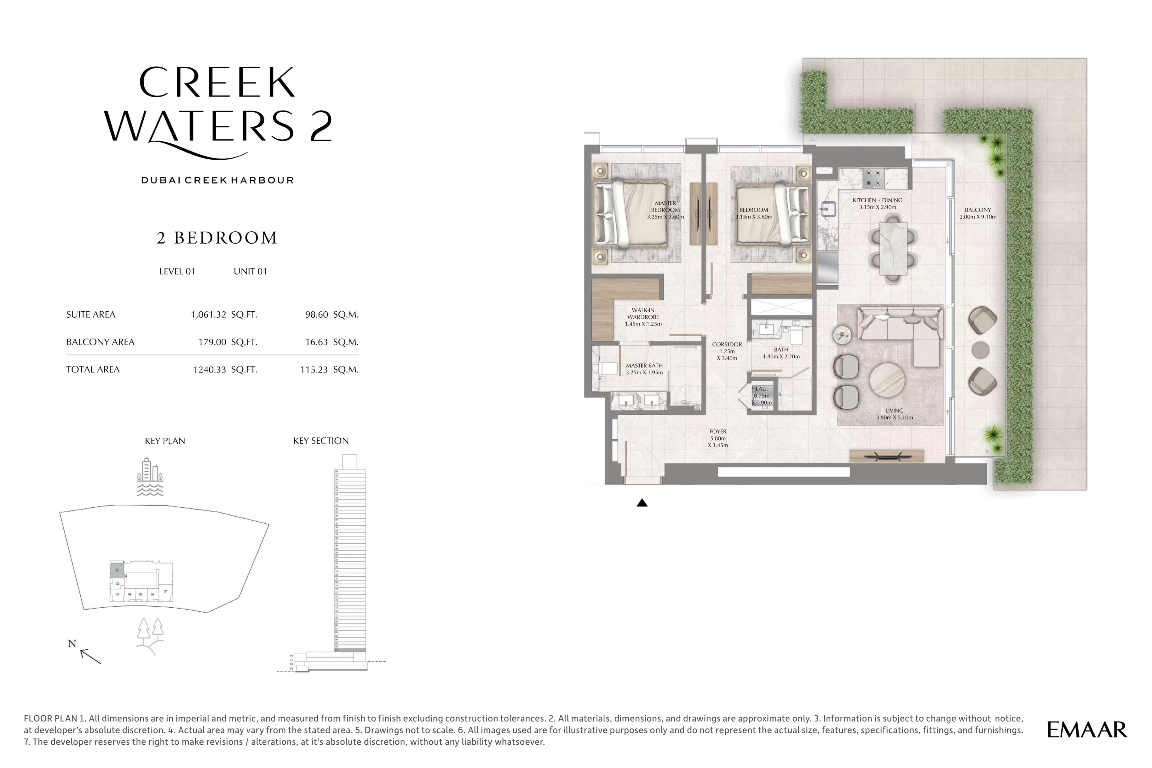 Creek Waters 2, 2-Bed Floor Plan, type: