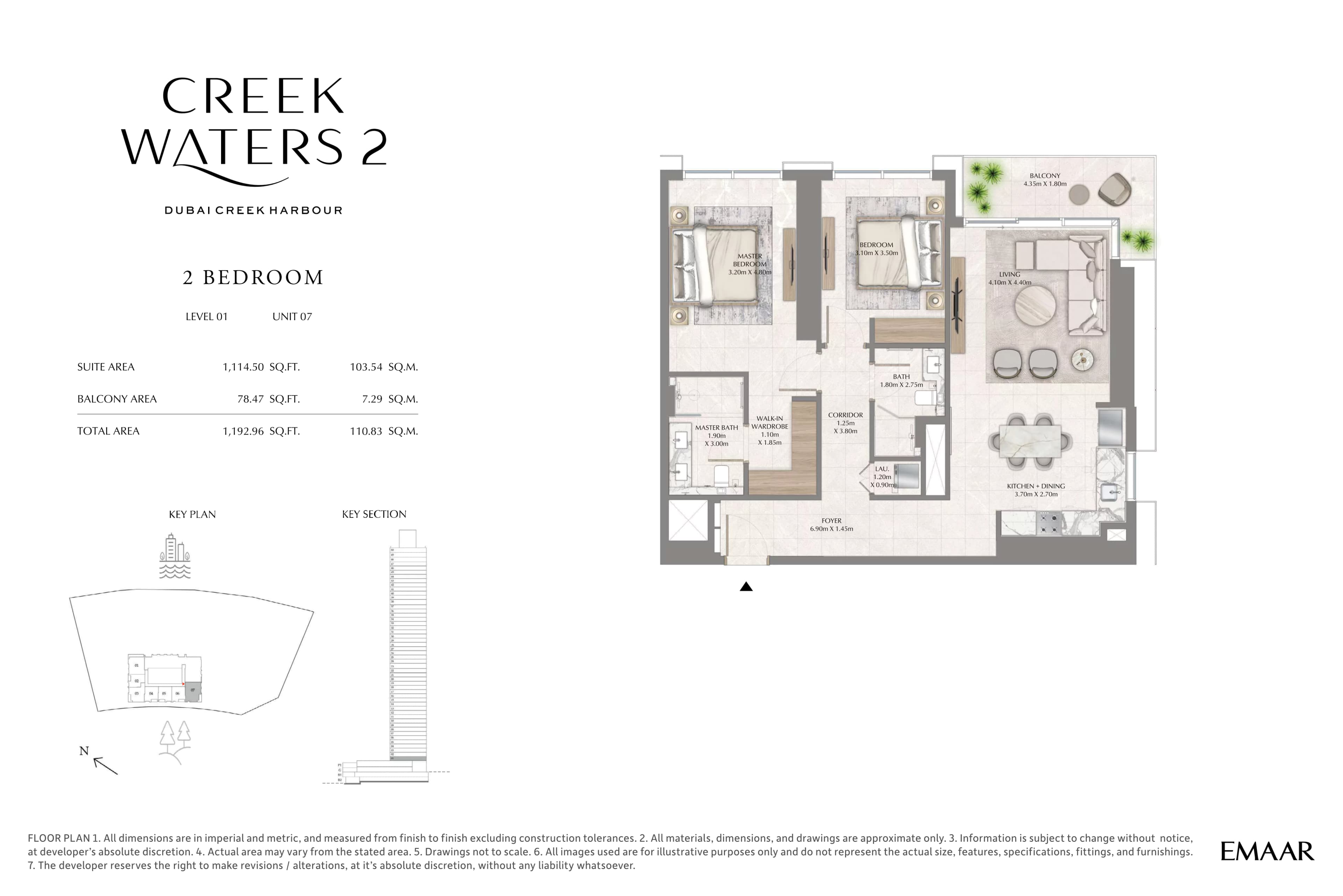 Creek Waters 2, 2-Bed Floor Plan, type: