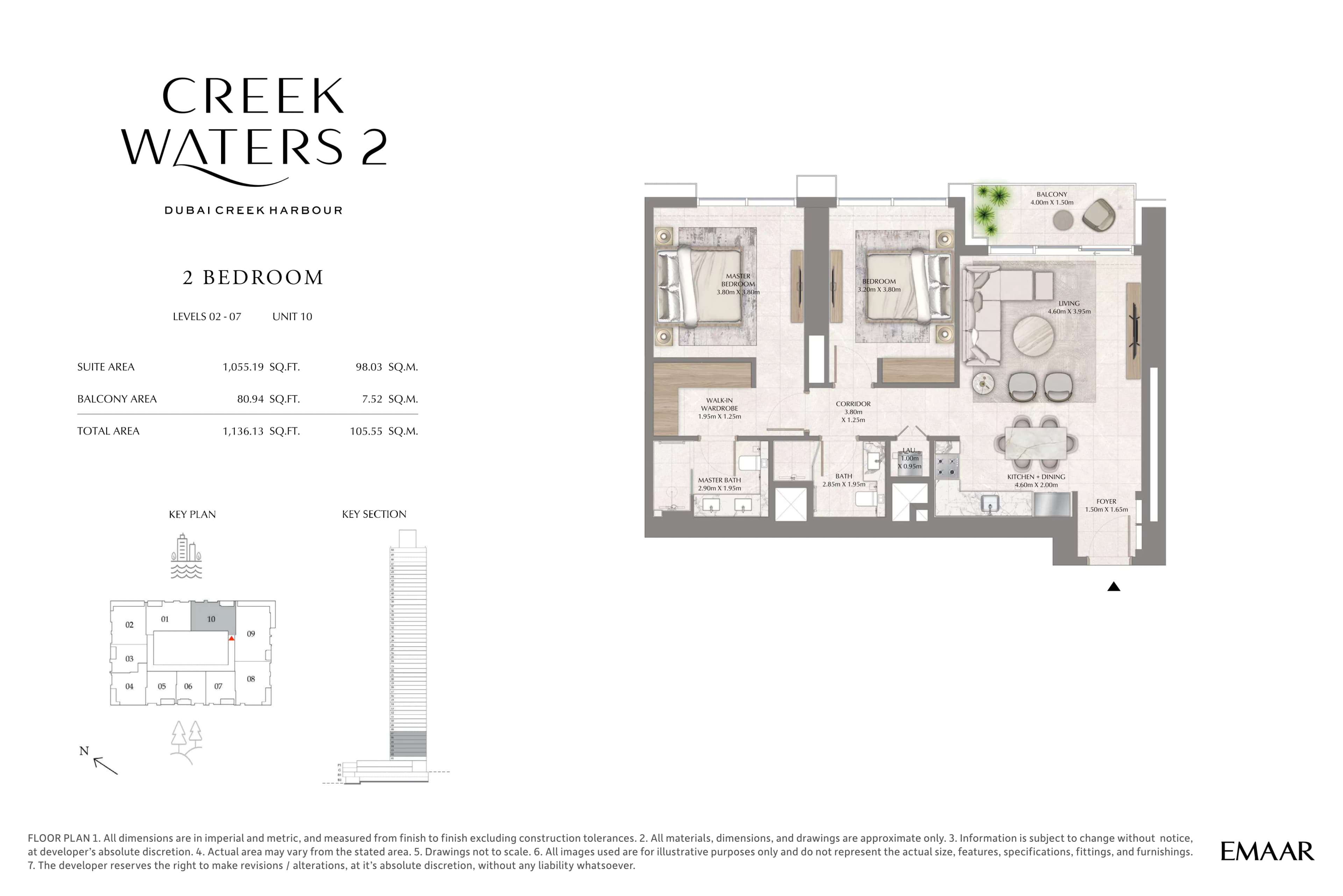 Creek Waters 2, 2-Bed Floor Plan, type: