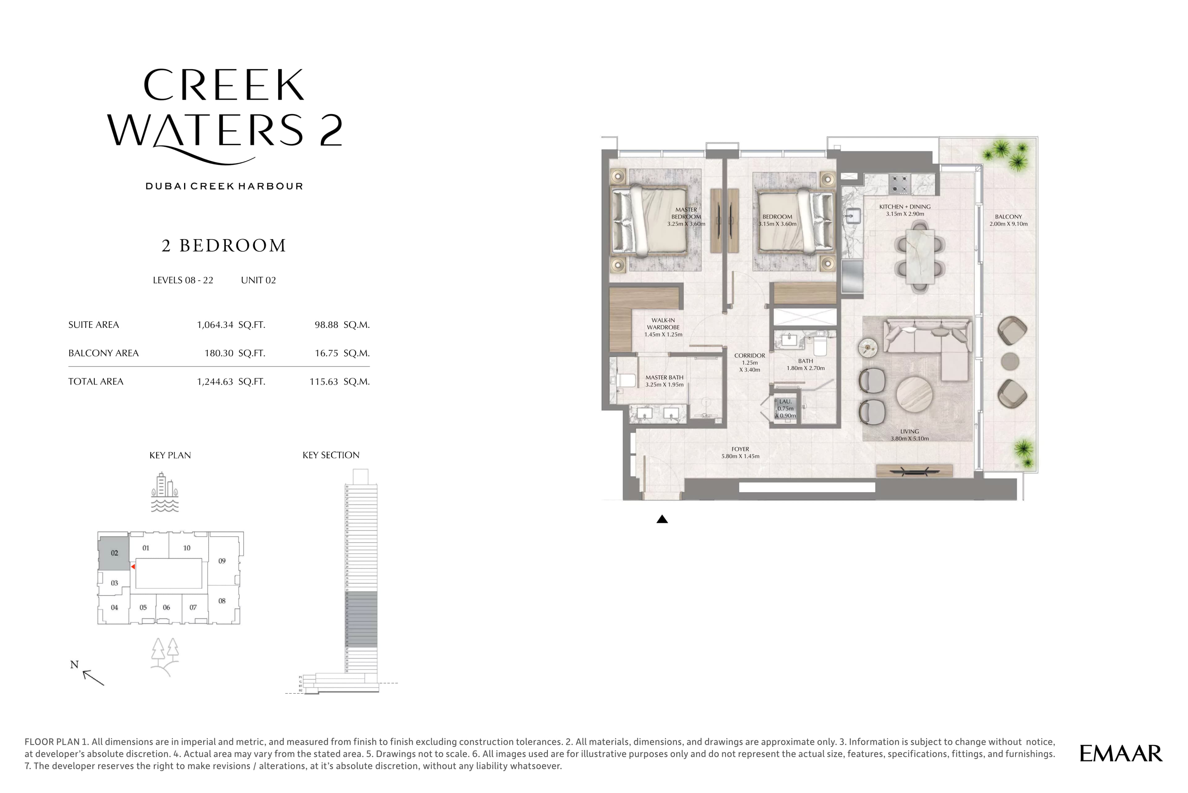 Creek Waters 2, 2-Bed Floor Plan, type: