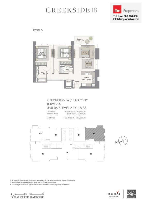 Creekside 18, 2-Bed Floor Plan, type: 6_Unit 06