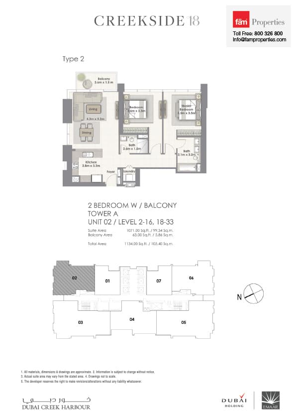 Creekside 18, 2-Bed Floor Plan, type: 2_Unit 02