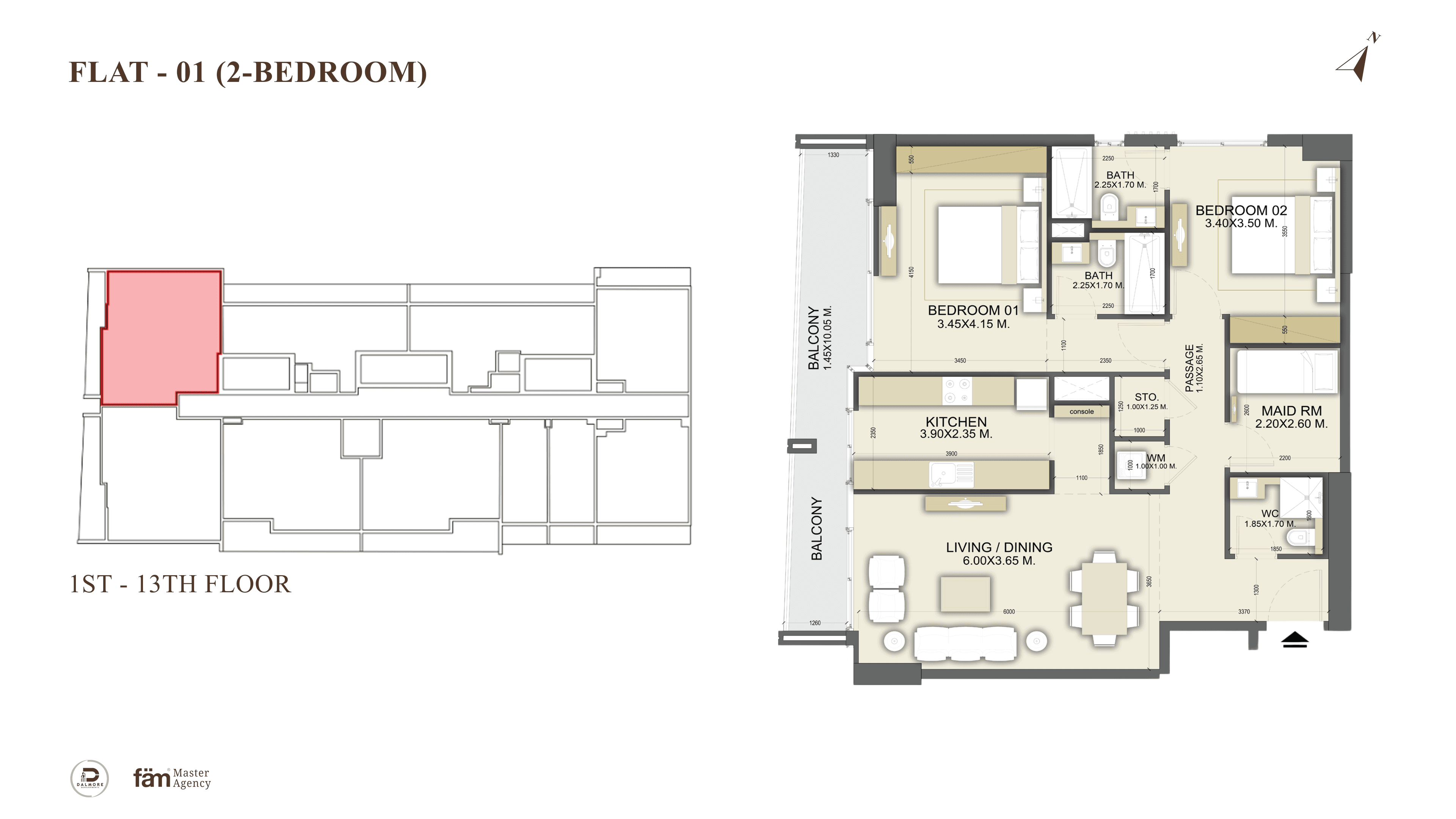 Dalmore Tower, 2-Bed Floor Plan, type: