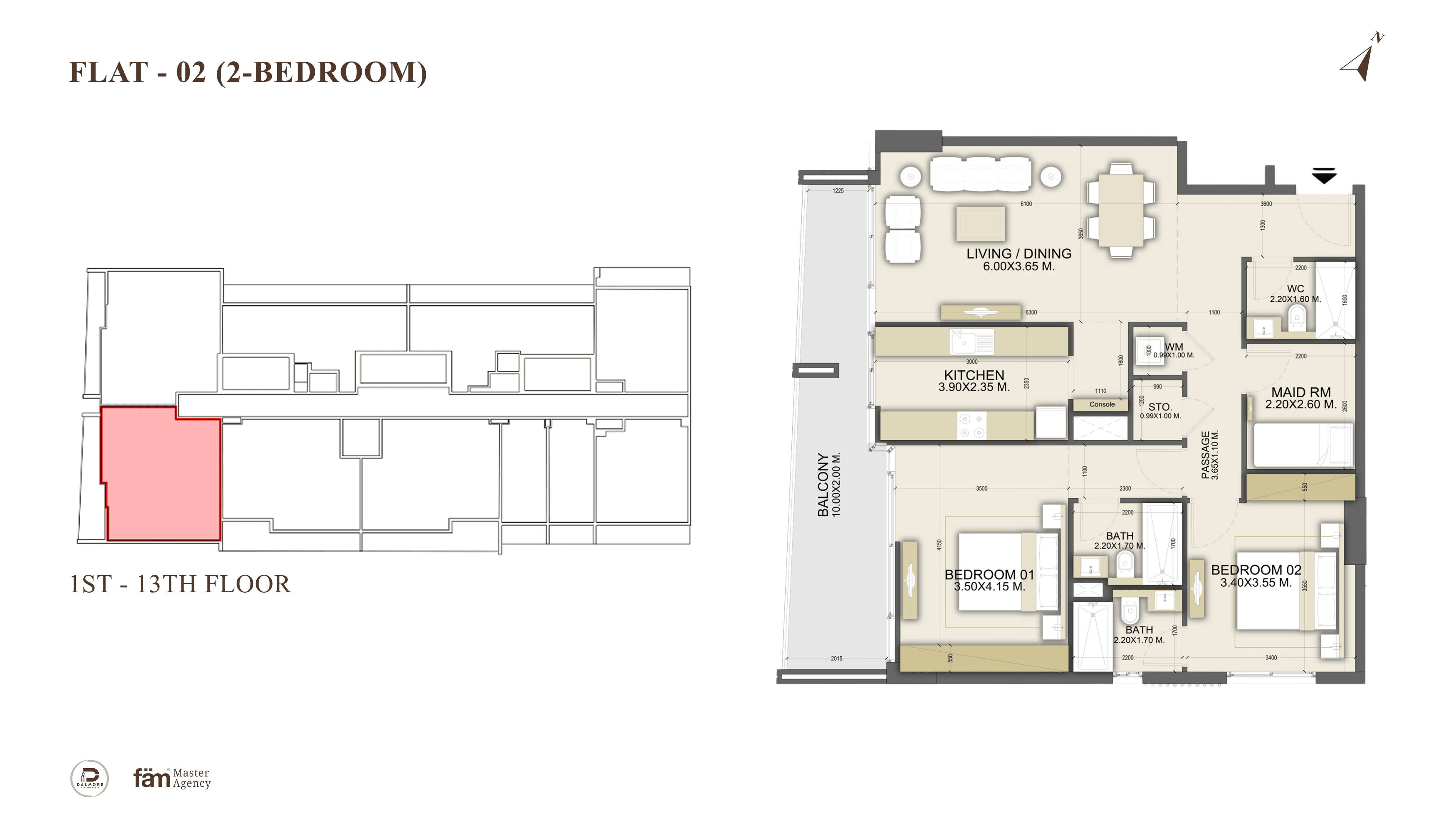 Dalmore Tower, 2-Bed Floor Plan, type:
