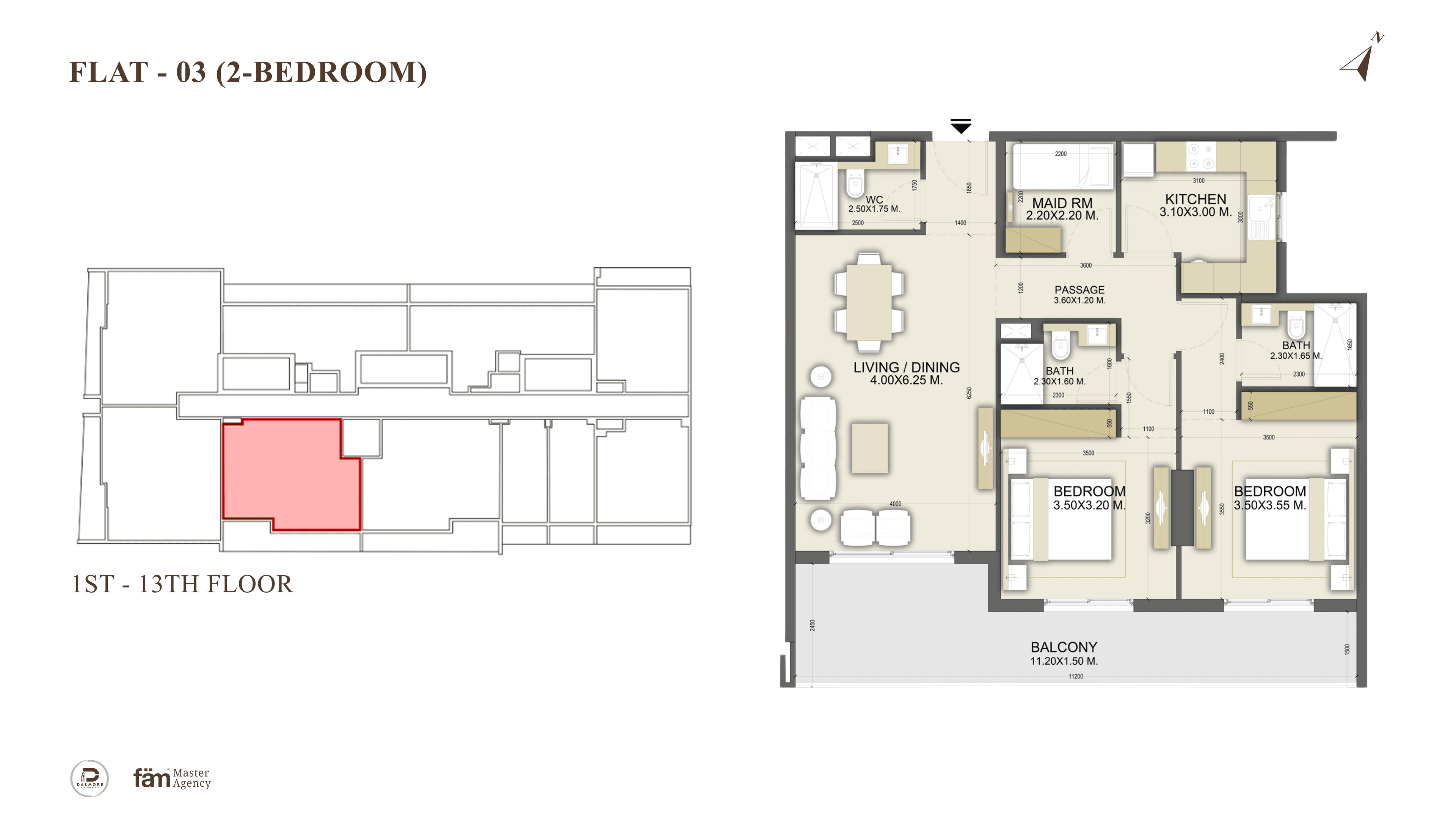 Dalmore Tower, 2-Bed Floor Plan, type: