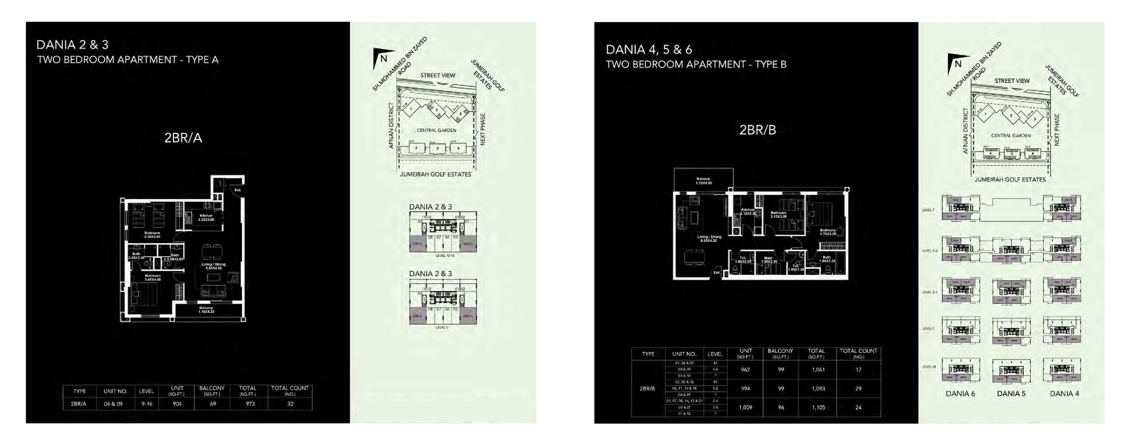 Dania District, 2-Bed Floor Plan, type: 2 Bedroom