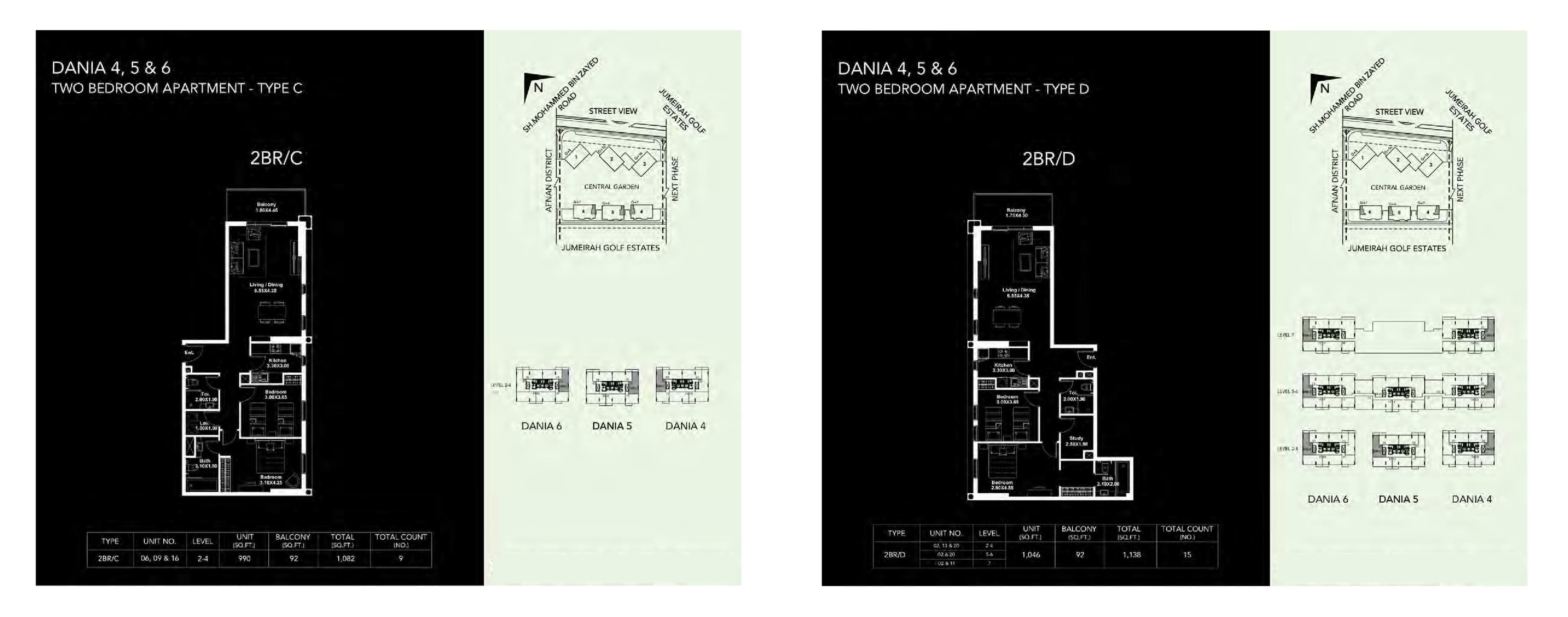 Dania District, 2-Bed Floor Plan, type: 2 Bedroom