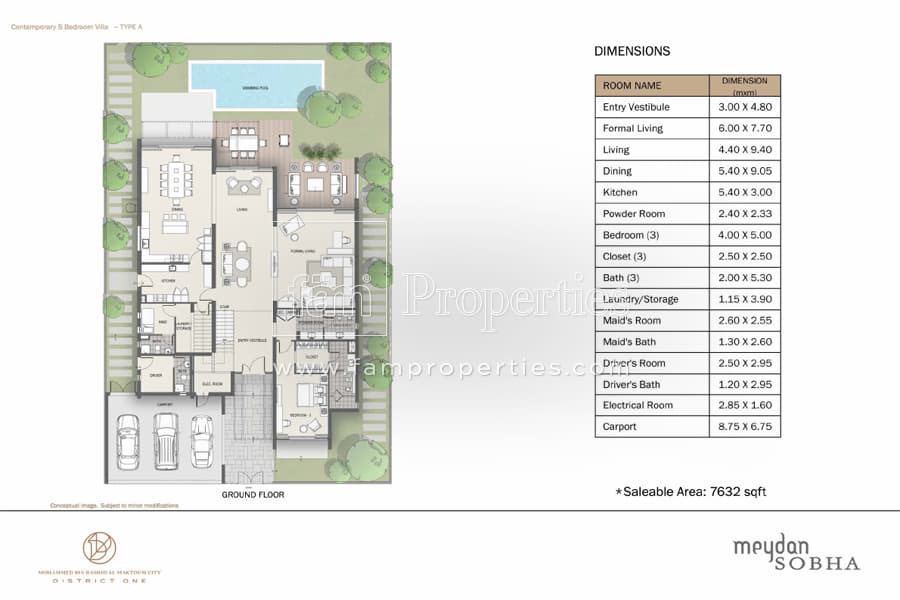 District One Villas, 5-Bed Floor Plan, type: 5 Bedroom