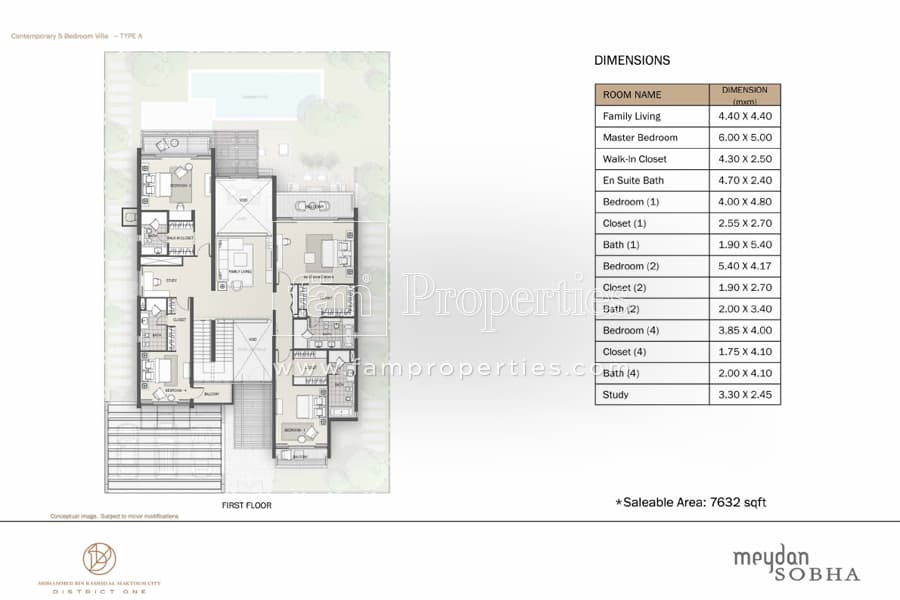District One Villas, 5-Bed Floor Plan, type: 5 Bedroom