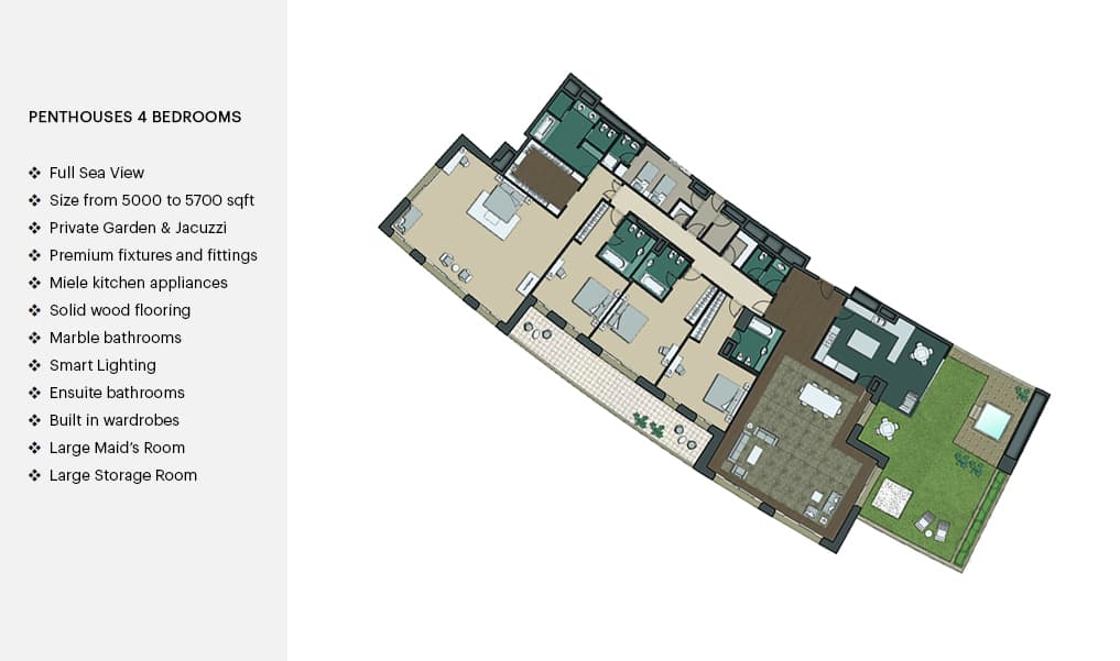 Dream Palm Residence, 4-Bed Floor Plan, type: 4 Bedrom