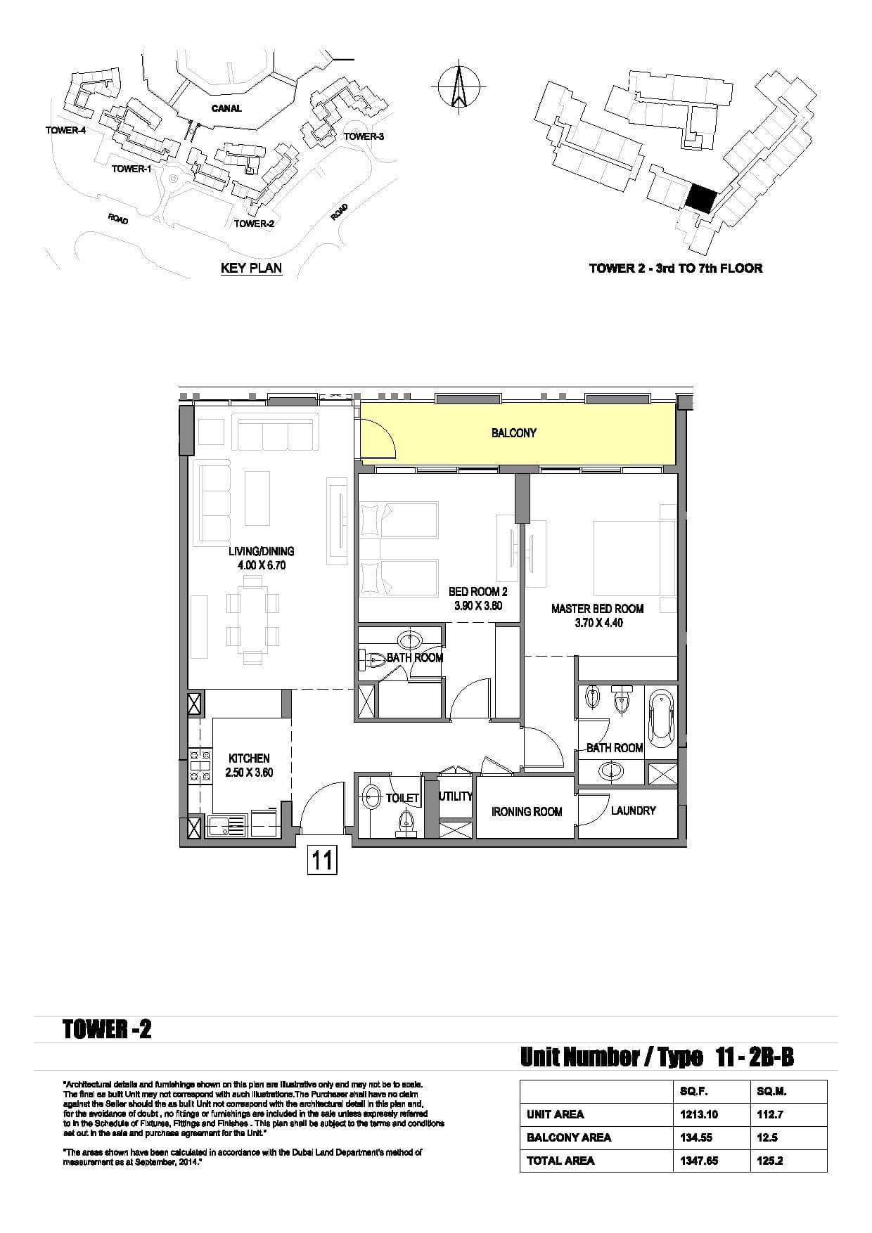 Dubai Wharf, 2-Bed Floor Plan, type: 2 Bedroom