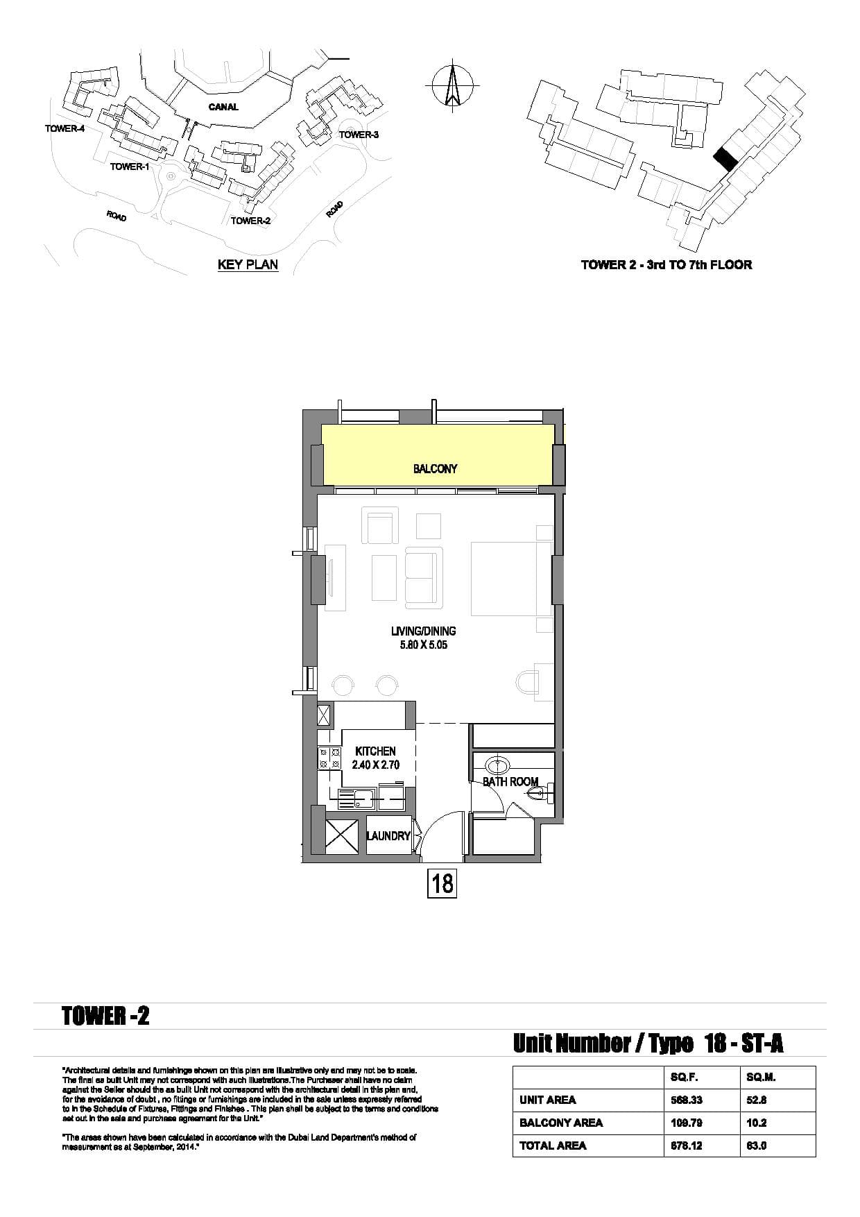 Dubai Wharf, 0-Bed Floor Plan, type: Studio Apartment