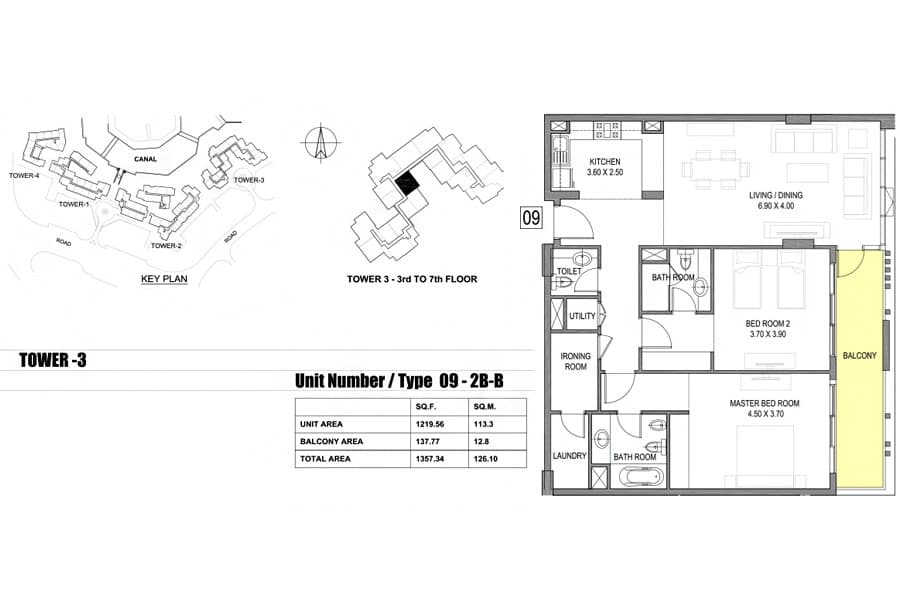 Dubai Wharf, 2-Bed Floor Plan, type: 09 - B