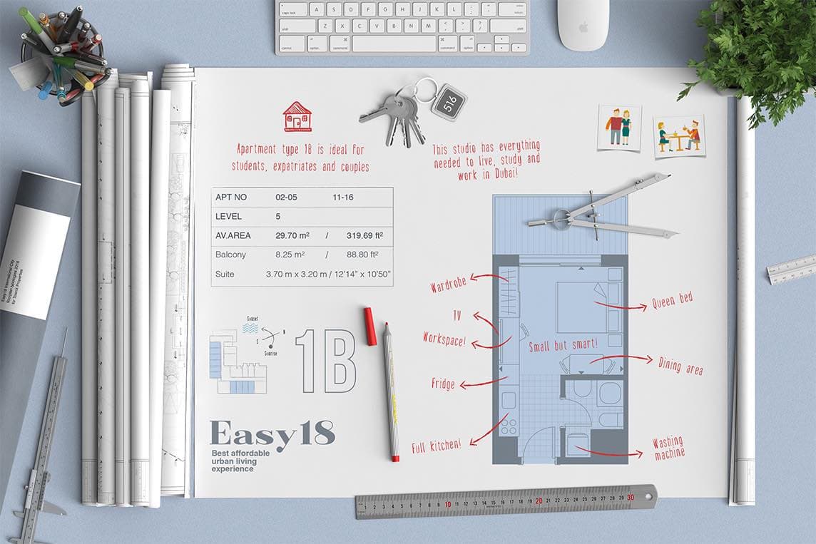 Easy18, 0-Bed Floor Plan, type: Studio