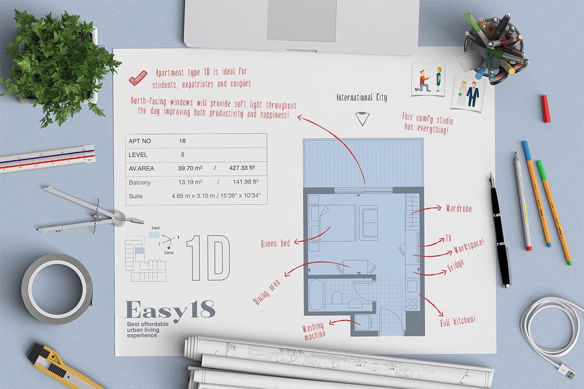 Easy18, 0-Bed Floor Plan, type: Studio
