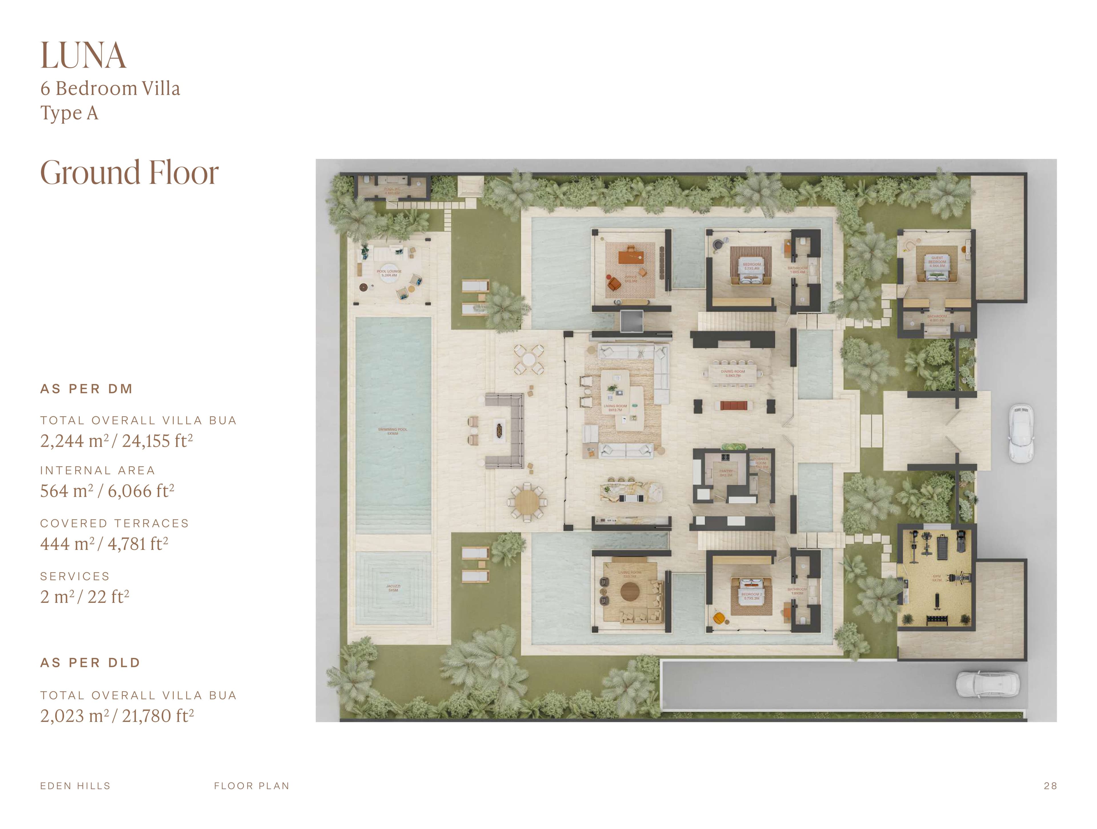 Eden Hills Villas, 6-Bed Floor Plan, type: Luna - 6 Bed Villa Type A