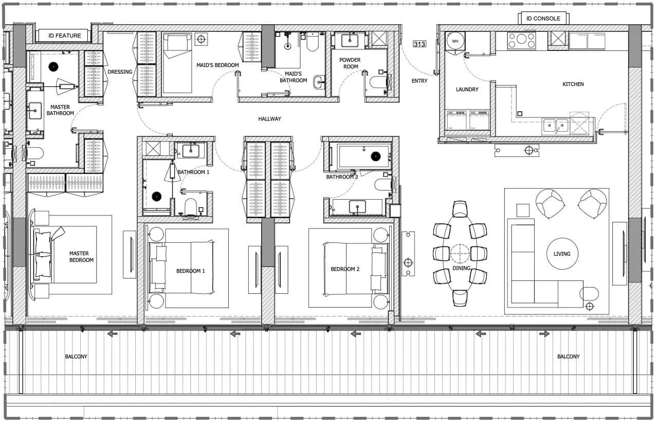 Eden House The Canal, 3-Bed Floor Plan, type: