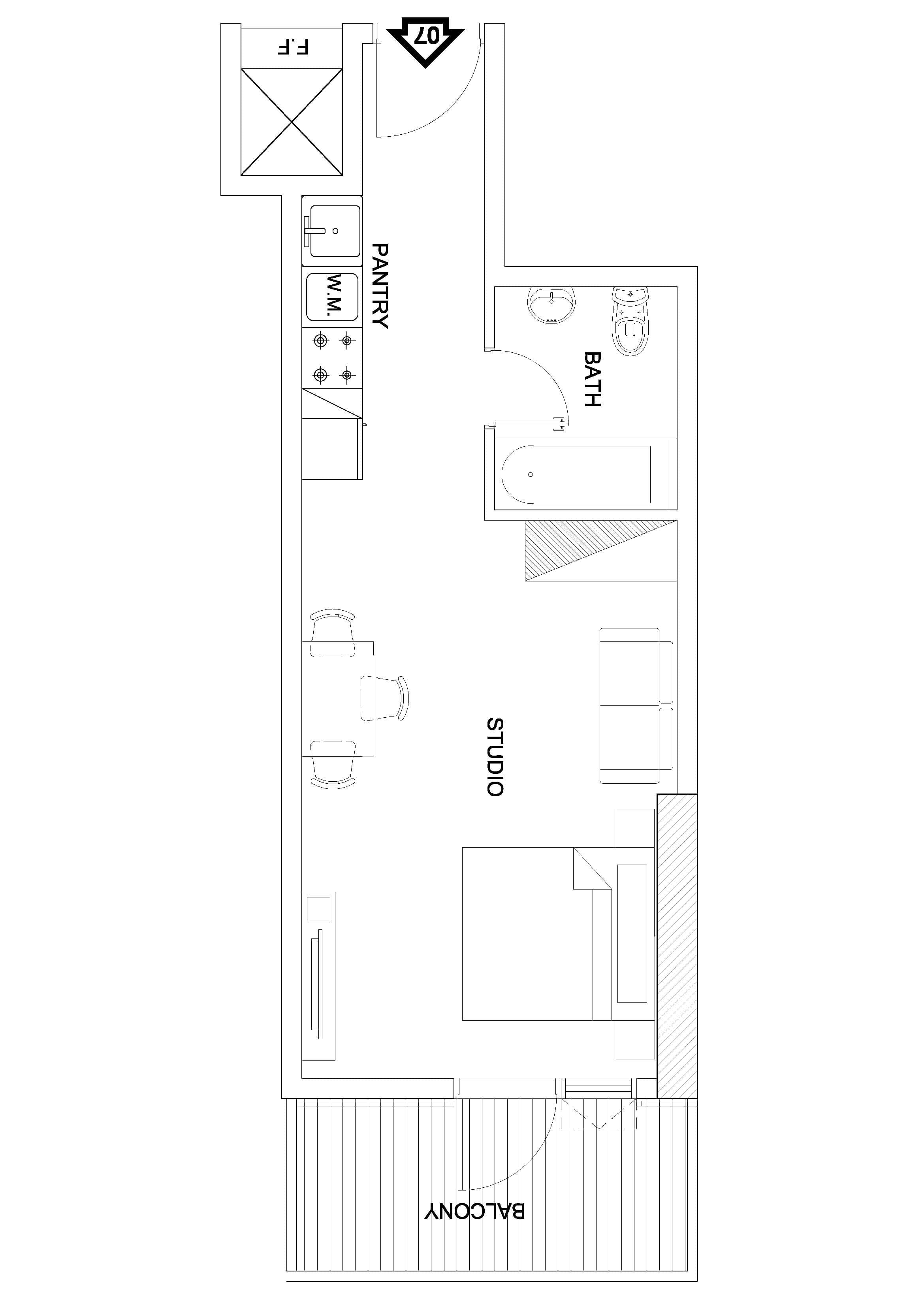 Elite 10 Sports Residence 1, 0-Bed Floor Plan, type: Studio