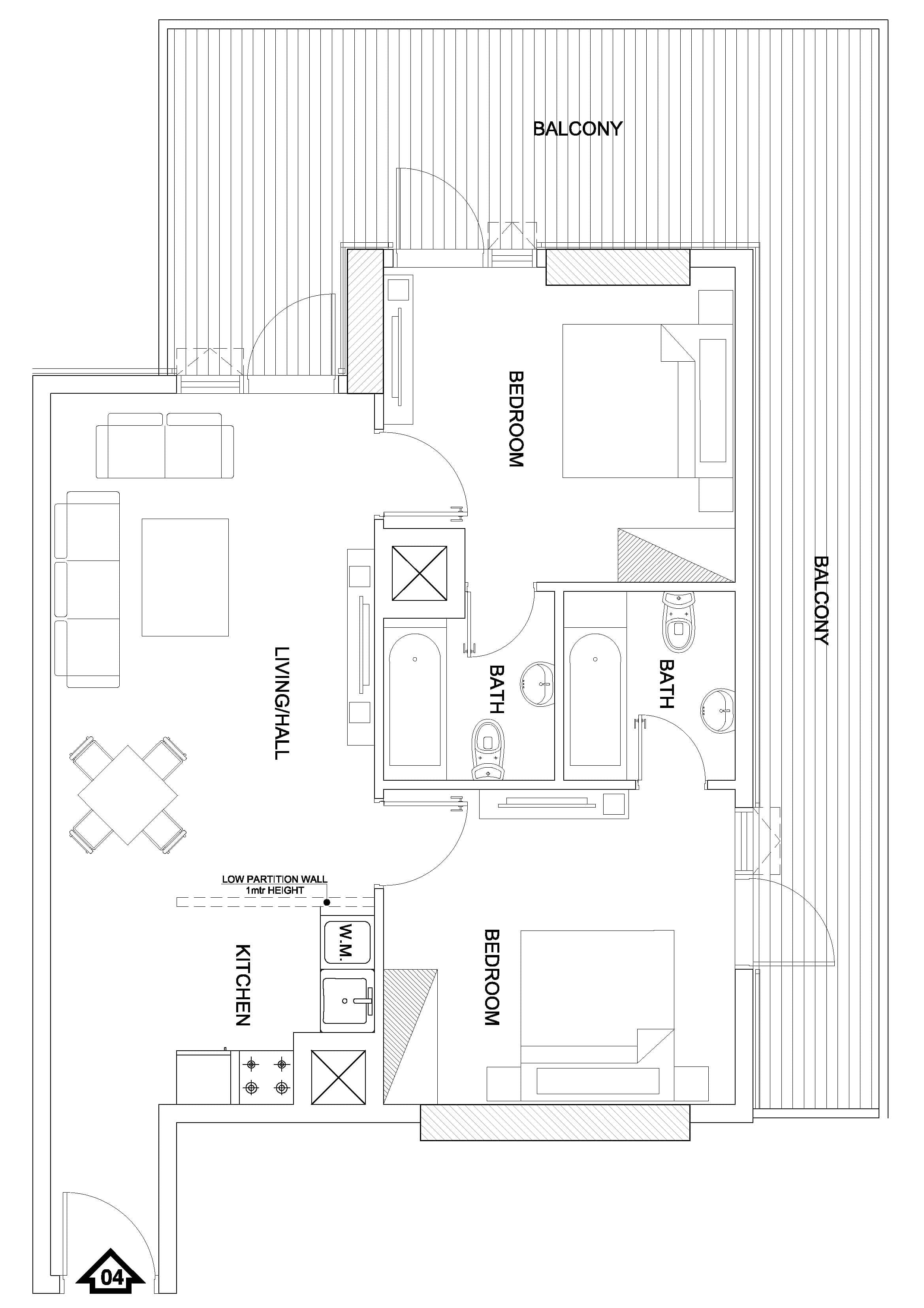 Elite 10 Sports Residence 1, 2-Bed Floor Plan, type: 2 Bedroom